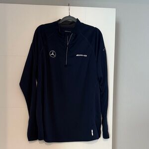 Rare Mercedes Men's Navy Quarter-Zip Performance Jacket